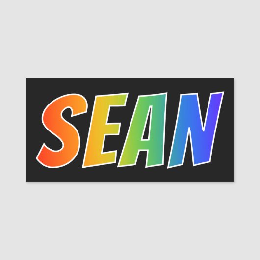 Voornaam "SEAN": Fun Rainbow-kleuren Naamplaatje (Voorkant)