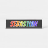 Voornaam "SEBASTIAN": Fun Rainbow-kleuren Bureau Naambordje (Voorkant)