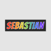 Voornaam "SEBASTIAN": Fun Rainbow-kleuren Naamplaatje (Voorkant)