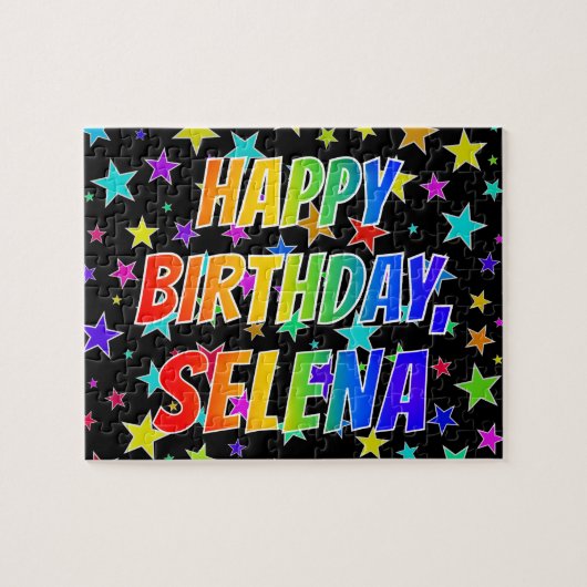 Voornaam SELENA, Fun "HAPPY BIRTHDAY" Legpuzzel (Horizontaal)