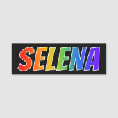 Voornaam "SELENA": Fun Rainbow-kleuren Naamplaatje (Voorkant)