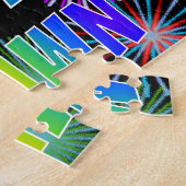 Voornaam "SHAWN", geun "HAPPY BIRTHDAY" Legpuzzel (Zijkant)