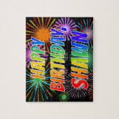 Voornaam "SHAWN", geun "HAPPY BIRTHDAY" Legpuzzel (Verticaal)