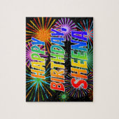 Voornaam "SHEENA", geun "HAPPY BIRTHDAY" Legpuzzel (Verticaal)