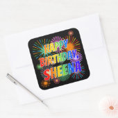Voornaam "SHEENA", geun "HAPPY BIRTHDAY" Vierkante Sticker (Envelop)