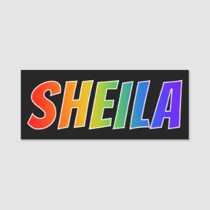 Voornaam "SHEILA": Fun Rainbow-kleuren Naamplaatje