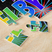 Voornaam "SHELBY", afgekort "HAPPY BIRTHDAY" Legpuzzel (Zijkant)