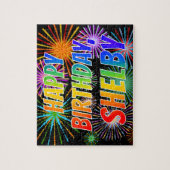 Voornaam "SHELBY", afgekort "HAPPY BIRTHDAY" Legpuzzel (Verticaal)