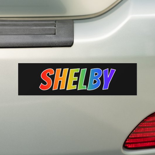 Voornaam "SHELBY": Fun Rainbow-kleuren Bumpersticker (Op auto)
