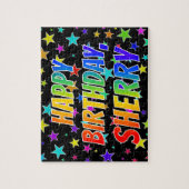 Voornaam "SHERRY", geun "HAPPY BIRTHDAY" Legpuzzel (Verticaal)