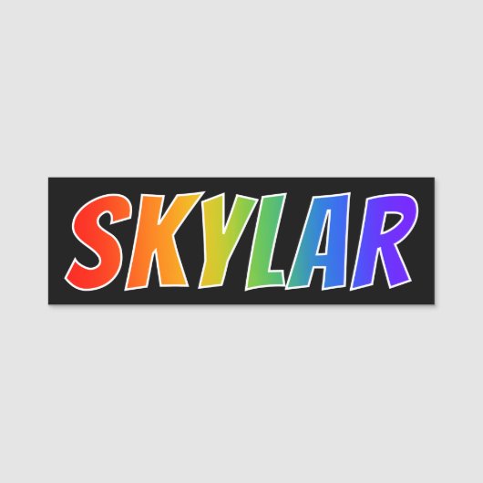 Voornaam "SKYLAR": vun regenboogkleuren Naamplaatje (Voorkant)