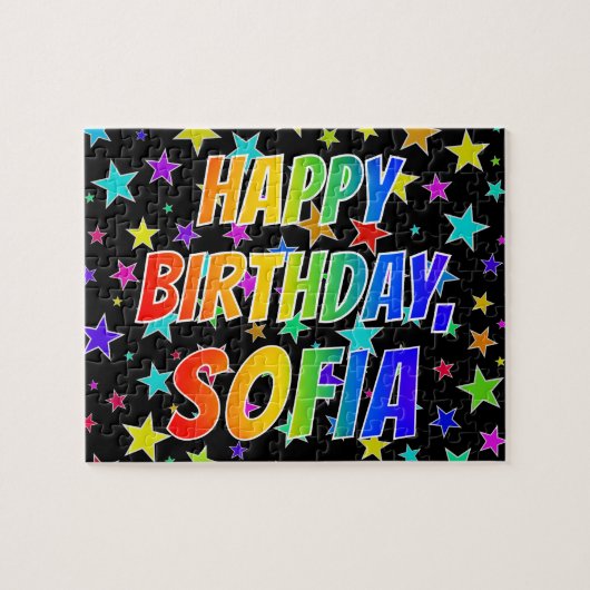Voornaam SOFIA, Fun "HAPPY BIRTHDAY" Legpuzzel (Horizontaal)