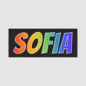 Voornaam "SOFIA": Fun Rainbow-kleuren Naamplaatje (Voorkant)