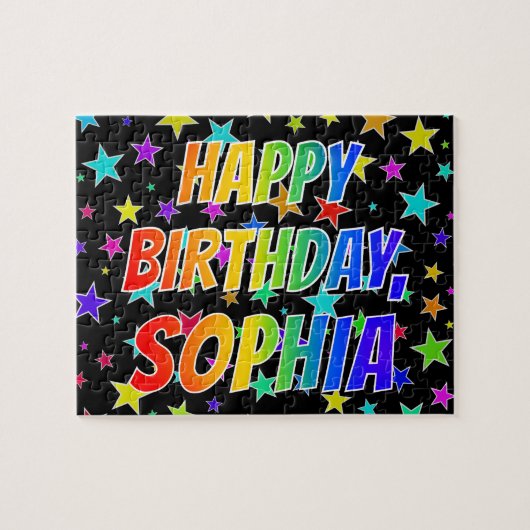 Voornaam SOPHIA, Fun "HAPPY BIRTHDAY" Legpuzzel (Horizontaal)