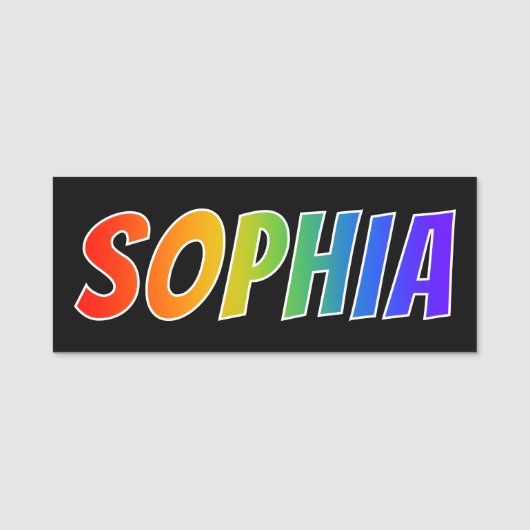 Voornaam "SOPHIA": Fun Rainbow-kleuren Naamplaatje (Voorkant)