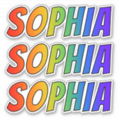Voornaam "SOPHIA" w/ Fun Rainbow Coloring Sticker (Voorkant)