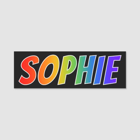 Voornaam "SOPHIE": Fun Rainbow-kleuren Naamplaatje (Voorkant)