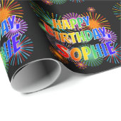 Voornaam "SOPHIE", geun "HAPPY BIRTHDAY" Cadeaupapier (Rol Hoek)