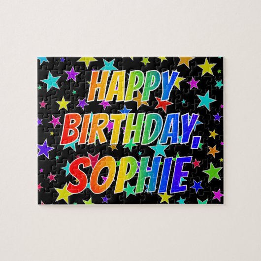 Voornaam SOPHIE, geun "HAPPY BIRTHDAY" Legpuzzel (Horizontaal)