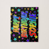 Voornaam SOPHIE, geun "HAPPY BIRTHDAY" Legpuzzel (Verticaal)
