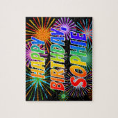 Voornaam "SOPHIE", geun "HAPPY BIRTHDAY" Legpuzzel (Verticaal)