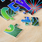 Voornaam "STACEY", lettertype "HAPPY BIRTHDAY" Legpuzzel (Zijkant)