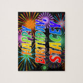 Voornaam "STACEY", lettertype "HAPPY BIRTHDAY" Legpuzzel (Verticaal)