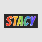 Voornaam "STACY": Fun Rainbow-kleuren Naamplaatje (Voorkant)