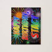 Voornaam "STACY", geun "HAPPY BIRTHDAY" Legpuzzel (Verticaal)