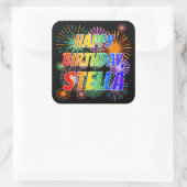 Voornaam: STELLA, Fun "HAPPY BIRTHDAY" Vierkante Sticker (Tas)