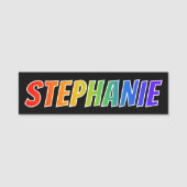 Voornaam "STEPHANIE": Fun Rainbow-kleuren Naamplaatje (Voorkant)