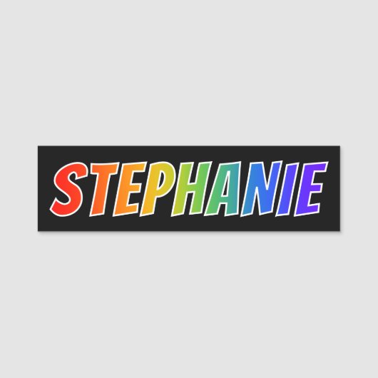 Voornaam "STEPHANIE": Fun Rainbow-kleuren Naamplaatje (Voorkant)