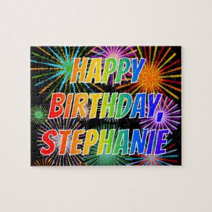Voornaam "STEPHANIE", geun "HAPPY BIRTHDAY" Legpuzzel