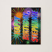 Voornaam "STEPHANIE", geun "HAPPY BIRTHDAY" Legpuzzel (Verticaal)