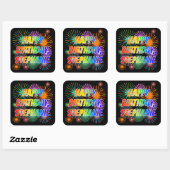 Voornaam "STEPHANIE", geun "HAPPY BIRTHDAY" Vierkante Sticker (Vel)