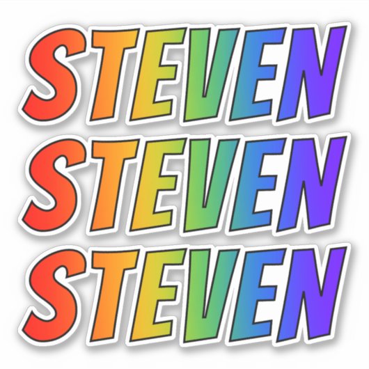 Voornaam "STEVEN" w/ Fun Rainbow Coloring Sticker (Voorkant)