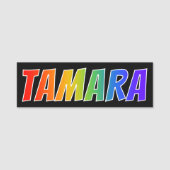 Voornaam "TAMARA": Fun Rainbow-kleuren Naamplaatje (Voorkant)
