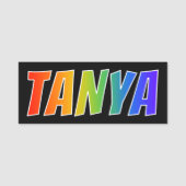 Voornaam "TANYA": Fun Rainbow-kleuren Naamplaatje (Voorkant)