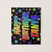 Voornaam "TANYA", geun "HAPPY BIRTHDAY" Legpuzzel (Verticaal)