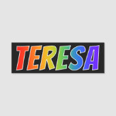Voornaam "TERESA": Fun Rainbow-kleuren Naamplaatje (Voorkant)