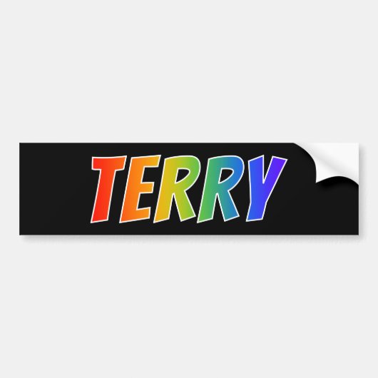 Voornaam "TERRY": vun regenboogkleuren Bumpersticker (Voorkant)