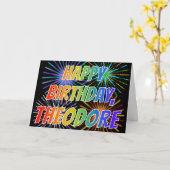Voornaam "THEODORE" Fun "HAPPY BIRTHDAY" Kaart (Gele Bloem)