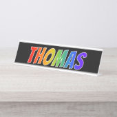 Voornaam "THOMAS": Fun Rainbow-kleuren Bureau Naambordje (Voorkant)