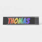 Voornaam "THOMAS": Fun Rainbow-kleuren Bureau Naambordje (Voorkant)
