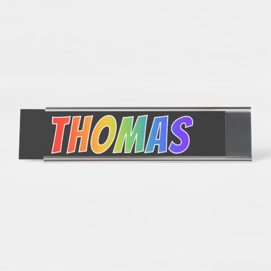 Voornaam "THOMAS": Fun Rainbow-kleuren Bureau Naambordje (Voorkant)