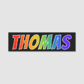 Voornaam "THOMAS": Fun Rainbow-kleuren Naamplaatje (Voorkant)