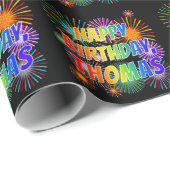 Voornaam "THOMAS", geun "HAPPY BIRTHDAY" Cadeaupapier (Rol Hoek)