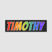 Voornaam "TIMOTHY": Fun Rainbow-kleuren Naamplaatje (Voorkant)