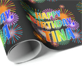 Voornaam "TINA", geun "HAPPY BIRTHDAY" Cadeaupapier (Rol Hoek)