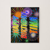 Voornaam "TINA", geun "HAPPY BIRTHDAY" Legpuzzel (Verticaal)